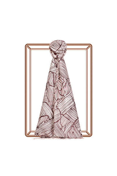 ipekevi Desenli İpek Şal - Ağaç Kabuğu Desenli - Bordo