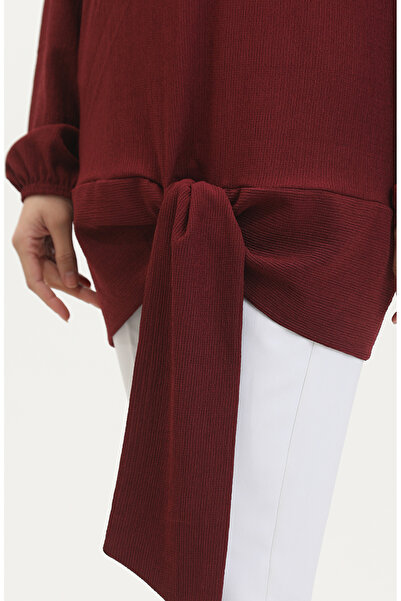 sefamerve Burgundy Belted Tunic - Model 1020-05