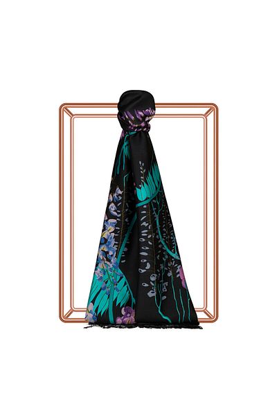 ipekevi Black Silk House Silk Shawl 8003