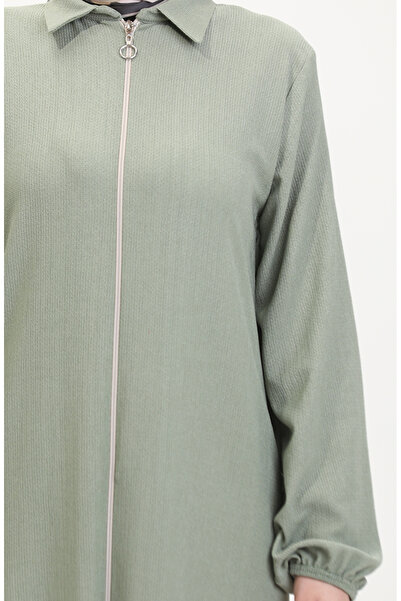 sefamerve Çağla Green Ferace - Με γιακά και φερμουάρ 1021-07