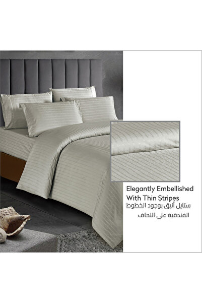 Donetella Variegated Stripes Bedding Comforter Set, 7 Pcs King Size Removable Cover Fits 240x260 Cms