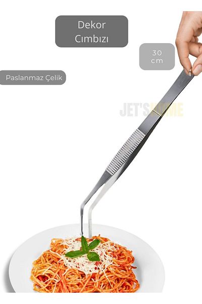 Jet's Home Stainless Decor Oblique Tip Steel Presentation Tweezers - Tongs 30 cm