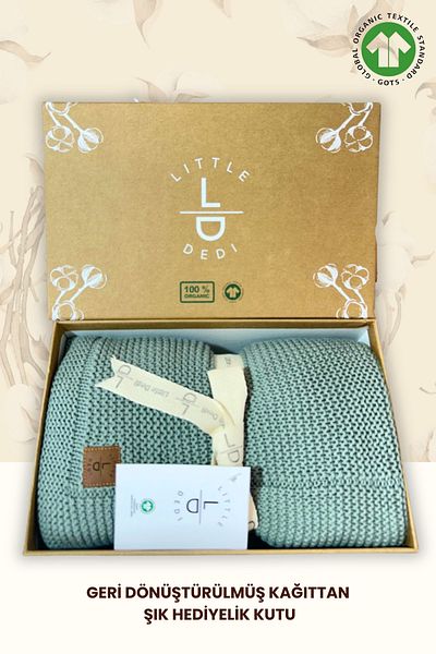Next Baby Little Dedi Organic Cotton Knitted Baby Blanket Green