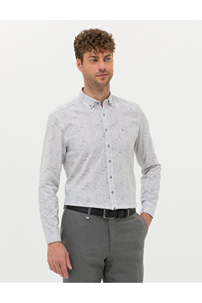 Pierre Cardin Γκρι εφαρμοστό Μακρυμάνικο πουκάμισο 50272207-VR024