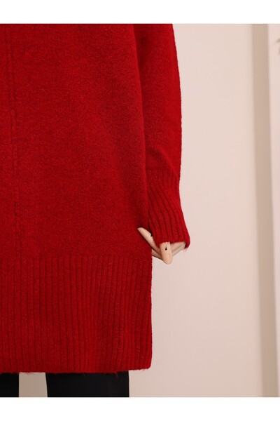 Modamorfo Crew Neck Hidzsáb téli kötöttáru Tunika -piros