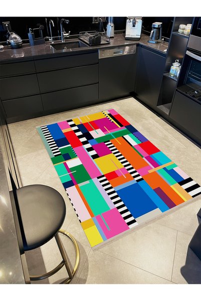 Rugs Modern Halı Özge Collection Multicolored Shapes Patterned Woven Base Mod...
