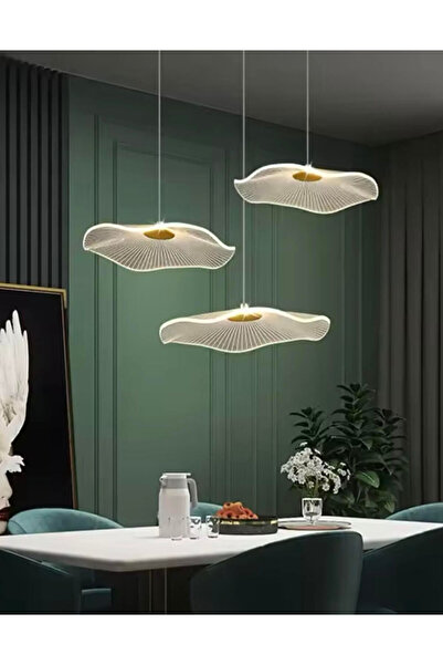 Buiva Modern Lotus Sarkıt Avize 3 lü Sarkıt Avize French Gold Sarı Power Led Avize Warm White Gün Işığı