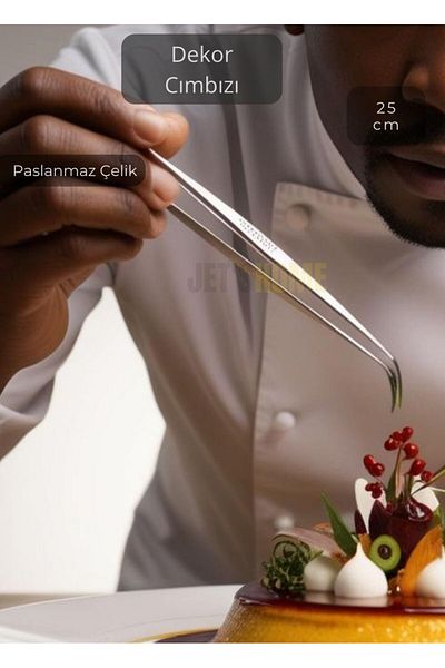 Jet's Home Stainless Oblique Tip Shepherd Tweezers - Steel Presentation, Tongs 25 cm