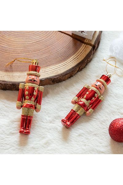 Kuzey 4 Adept Findik Kiran Christmas Tree Ornament - 13cm Bright Silvery Red Christmas Ornaments