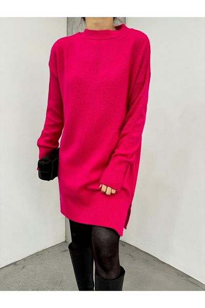 Modamorfo Crew Neck Hidzsáb téli kötöttáru Tunika -fukszia
