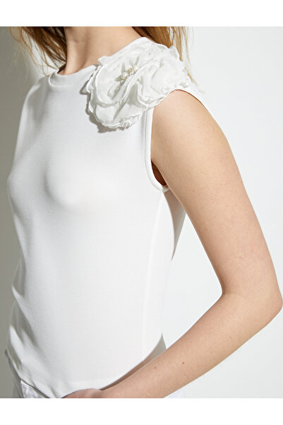 Koton Virágos Applikált blúz Crew Neck Pearl Detail