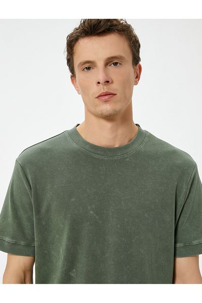 Koton Υπερμεγέθη πλενόμενο T-Shirt Πλήρης λαιμόκοψη κοντό μανίκι