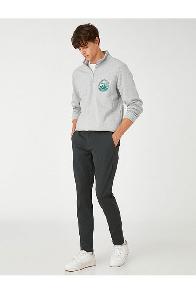 Koton Basic Chino Trousers with Button Pocket Detail