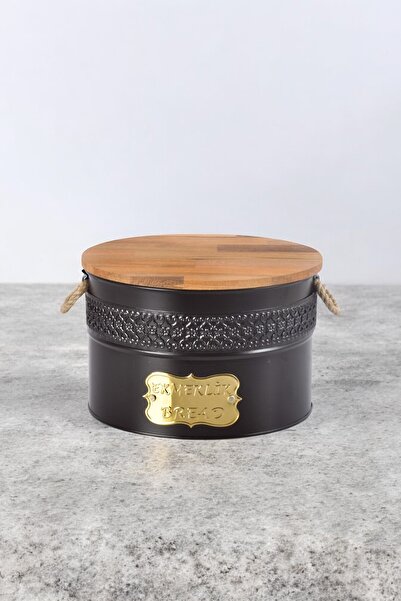 Milenay Multi-Purpose Metal Bread Box with Bamboo Lid, 27X27X18Cm – Cutting B...
