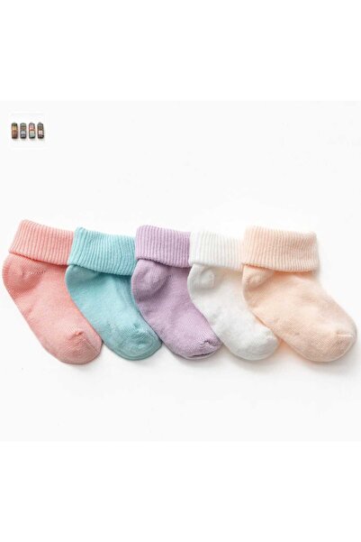 LOVE MAXX 100% Cotton Kraft Boxed Baby Girl 5-Piece Socks