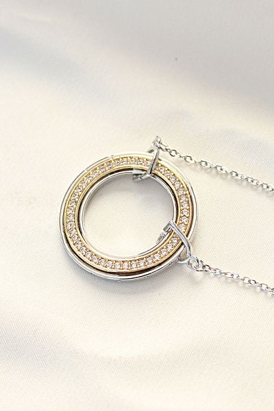 Skygo 316L Steel Zircon Stone Double Color Tifany Necklace - Tj-Bko8503