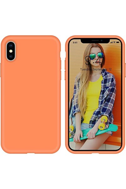 izzytech Orange Inner Velvet Silicone Case Cover Compatible with iPhone X/Xs