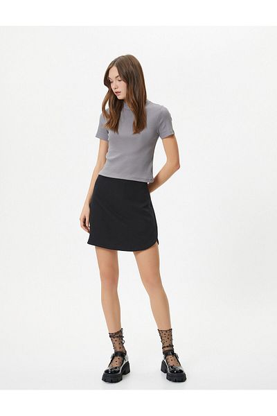 Koton Turtleneck Crop T-Shirt Slim Fit Short Sleeve Camisole Cotton