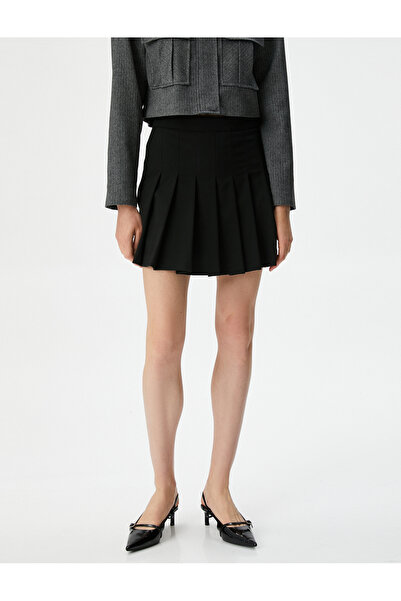 Koton Mini Pileli Etek Normal Bel Fermuarlı