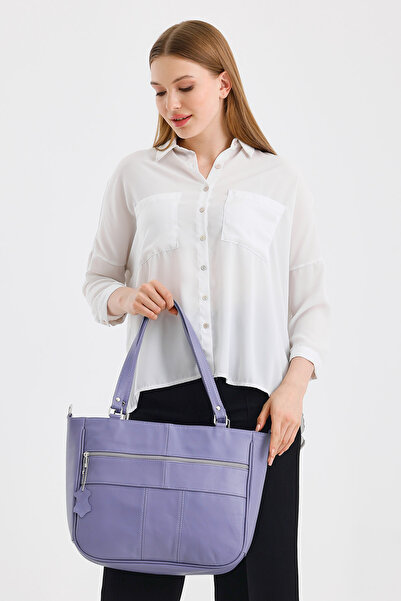 O'she Deribag Genuine Leather Large Size Double Strap Shoulder Bag Brown