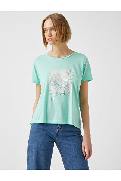 Koton Crew Neck Short Sleeve Printed T-Shirt