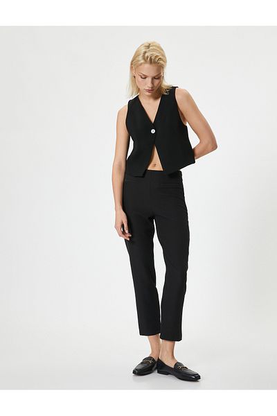 Koton Crepe-Hose mit hoher Taille und schmaler Passform – Zigarettenstoff
