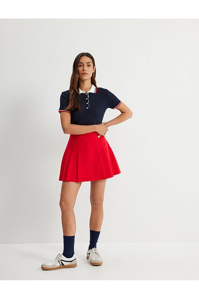 Koton Plissierter Minirock mit hoher Taille