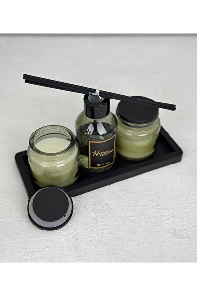 PEKİBU TEPSİLİ MUM VE KOKU SETİ YEŞİL OSMANTHUS GREEN TEA