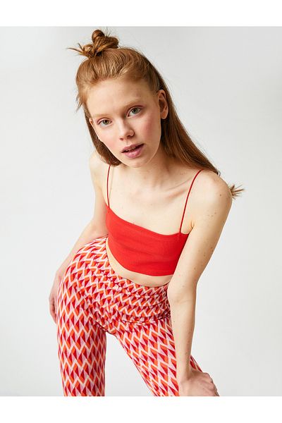 Koton Crop Cut Thin Strap Tank Top