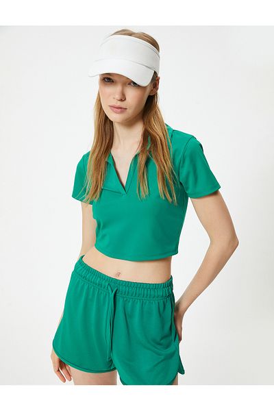 Koton Sportovní tričko Polo Neck Slim Fit s krátkým rukávem
