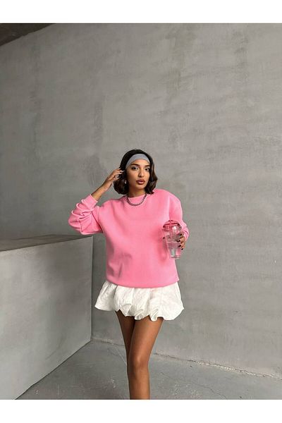 BE CHİC Women's - Crew Neck, over Size, 3 Thread Raised Fleece Sweatshirt Sg5000