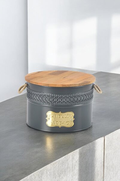 Milenay Multi-Purpose Metal Bread Box with Bamboo Lid, 27X27X18Cm – Cutting B...