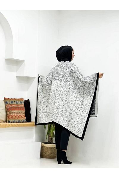 sportiness Women's Double-Sided Usable Knitwear Shawl Poncho