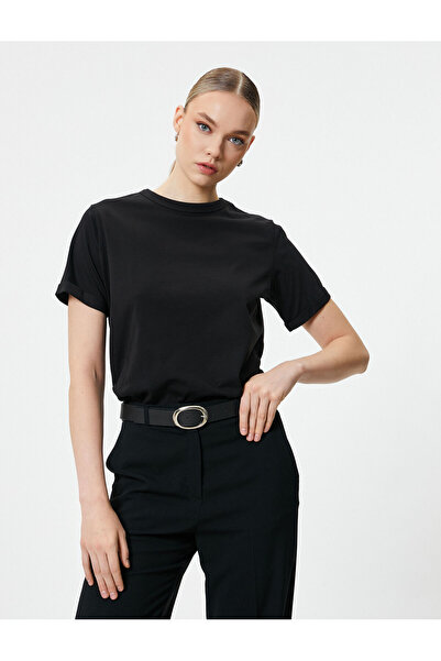 Koton Tricou basic cu guler rotund cu mânecă scurtă din bumbac