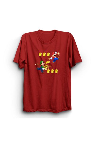 The Fame Mario and Luigi Brothership Unisex Red Super Game T-Shirt - 100% Cotton