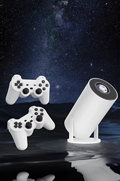 ThenTech Ultra HD Taşınabilir Şık Projeksiyon Cihazı Kablosuz Oyun Kumandalı Android TV Oyunlu Projeksiyon