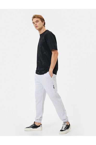 Koton Jogger Sweat kalhoty Šněrování v pase Detailní kapsy na zip