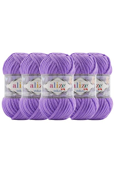 Alize Velluto Hand Knitting Yarn 5 Pack Κωδικός χρώματος: 43-Lavender- 100 Gr. 9 Μ. Πλεκτό σχοινί δακτύλων