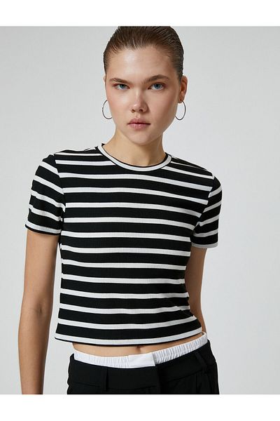 Koton Tricou cu mânecă scurtă, decolteu, vâscos, amestecat