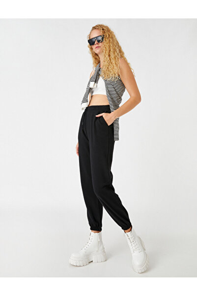 Koton Dicke, strukturierte Jogger-Jogginghose mit Bindebund