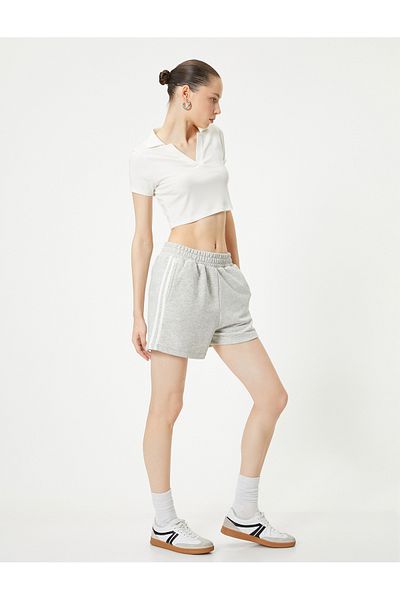Koton High Waist Pocket Mini Shorts - Side Stripe Detail