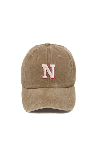 ŞapkaMania N College Lettered Washable Baseball Cap