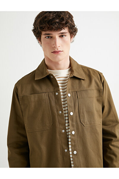 Koton Gömlek Ceket Cep Detaylı Çıtçıt Düğmeli Klasik Yaka Regular Fit