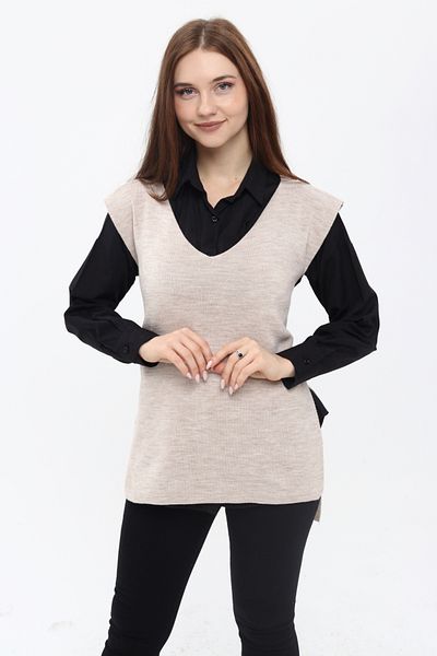 MA ananas Women's V-Neck Belted Long Knitwear Sweater
