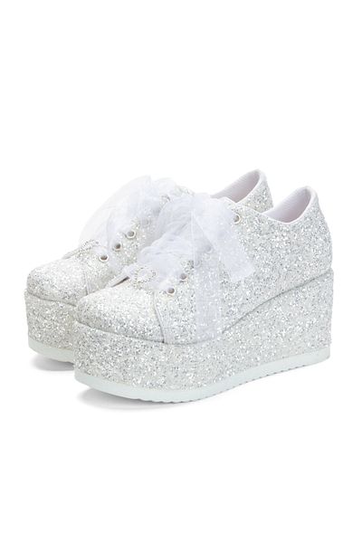 Ayakkabı Tutkusu Stilo ® Pantofi de mireasa cu toc inalt Pantofi cu toc cu pană Confortabil, lat, alb, strălucitor, pentru rochii