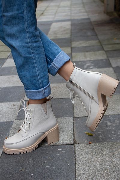 EREN SHOES BAG (Pekin) Real Leather Thick Heeled Serrated Non-Slip Sole Boots