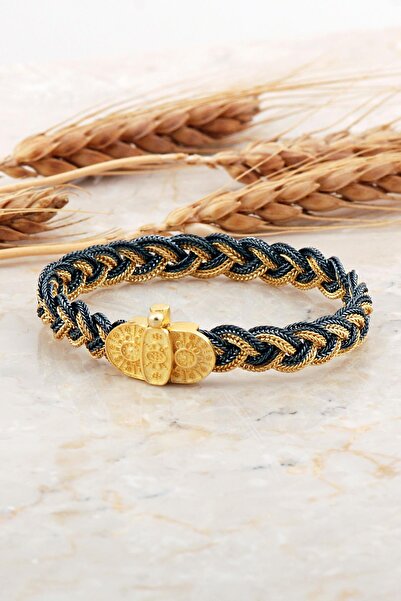 Sümer Telkari Midyat Hasırı Altın Kaplama Mezopotamya Güneşi Örgü Gümüş Bilek...