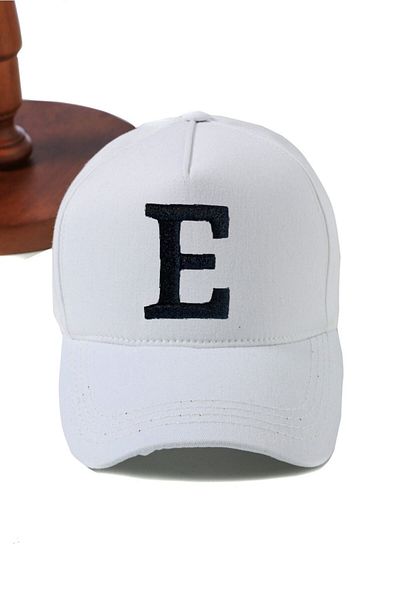 ŞapkaMania Luxury Gabardine Baseball Cap with Black Letter E