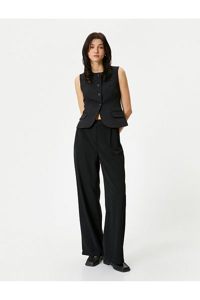Koton Classic Buttoned Vest - With Covered Pocket