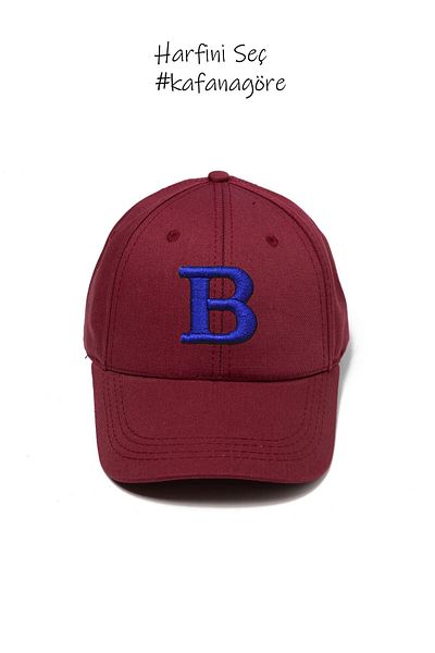 ŞapkaMania Navy Blue Letter B Basic Cap